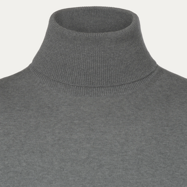Ribbed Wool Half-Zip Sweater in Grey