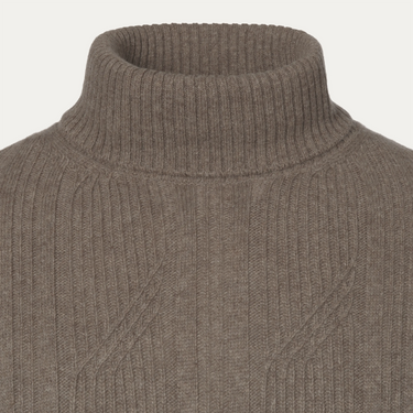 Wool and Cashmere Crew Neck Sweater in Brown Melange