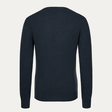 Wool and Cashmere Crew Neck Sweater in Navy Blue