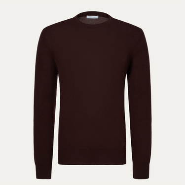 Wool and Cashmere Crew Neck Sweater in Burgundy