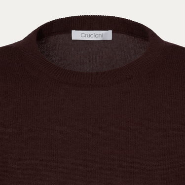Wool and Cashmere Crew Neck Sweater in Burgundy