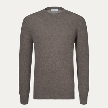 Cable Knit Wool and Cashmere Turtleneck in Stone Grey