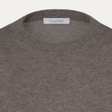 Cable Knit Wool and Cashmere Turtleneck in Stone Grey