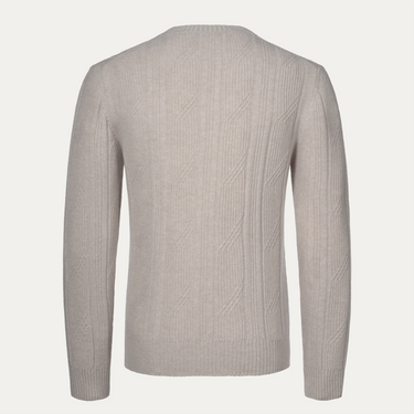 Cable Knit Wool and Cashmere Sweater in Light Beige