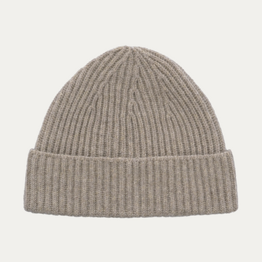 Ribbed Cashmere Hat in Taupe Melange