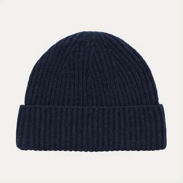 Ribbed Cashmere Hat in Navy Blue Melange