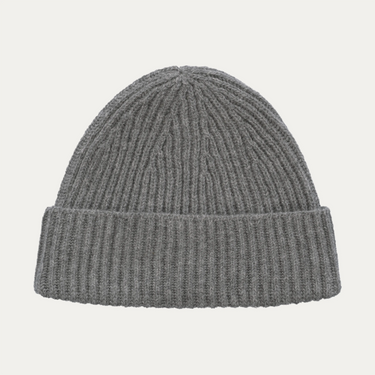 Ribbed Cashmere Hat in Steel Grey