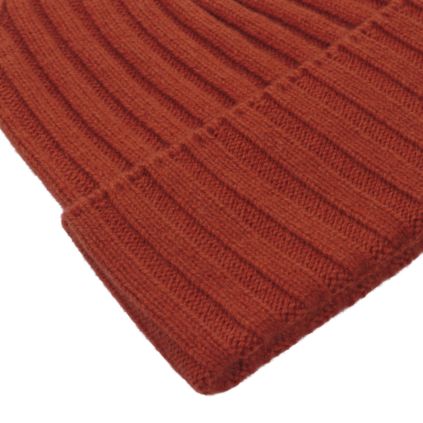 Ribbed Cashmere Hat in Copper Red