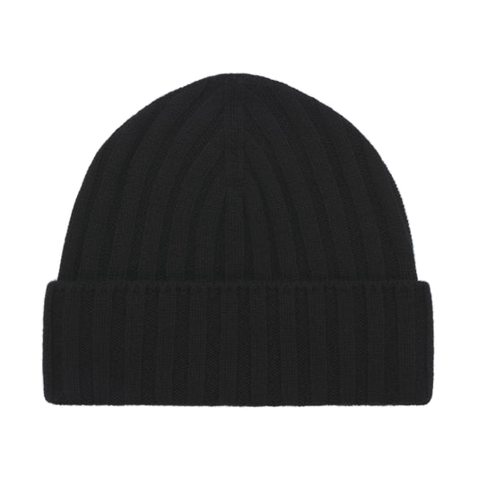 Ribbed Cashmere Hat in Black