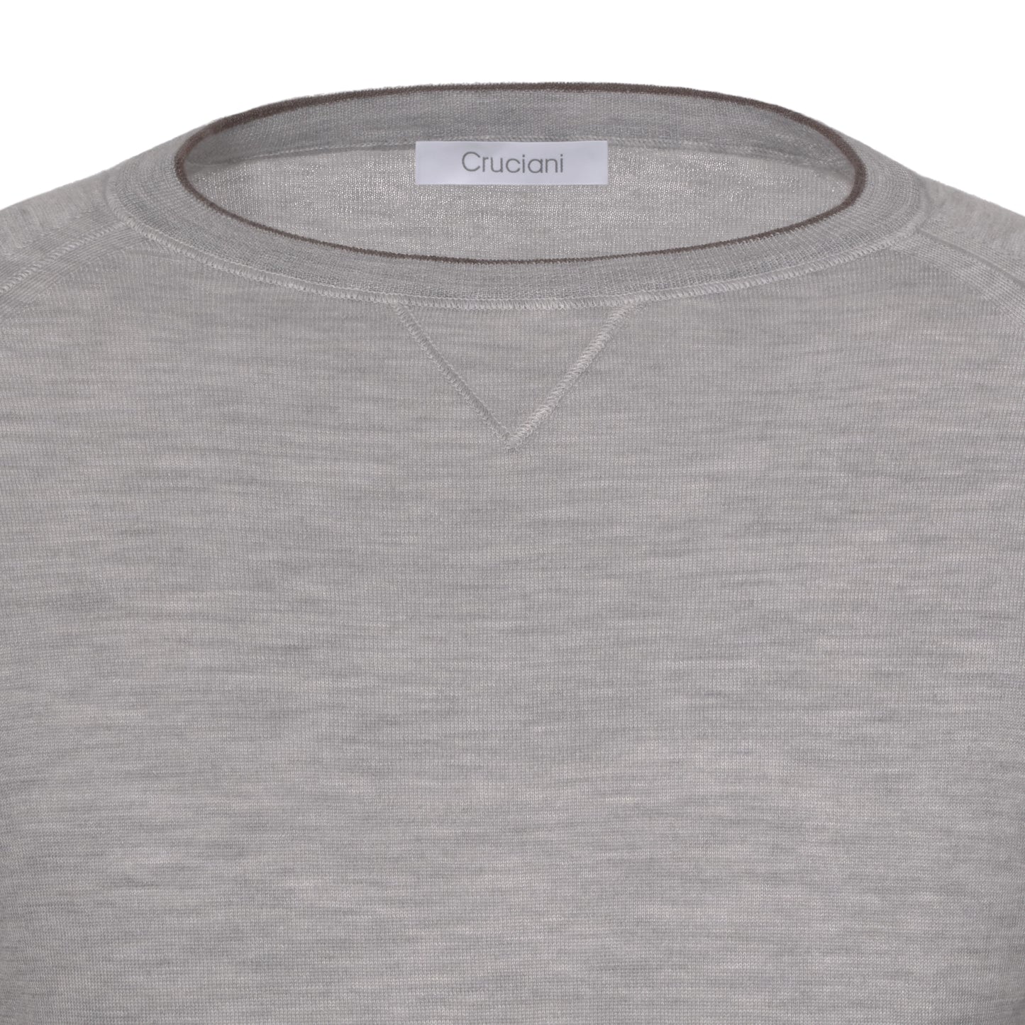 Cashmere and Silk Crew-Neck Sweater in Light Grey Melange