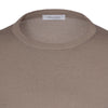 Cashmere and Silk Crew-Neck Sweater in Light Brown