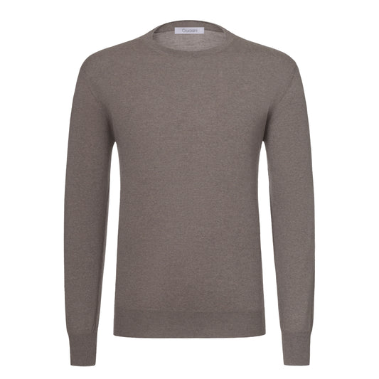 Wool Crew-Neck Sweater in Oak Brown Melange