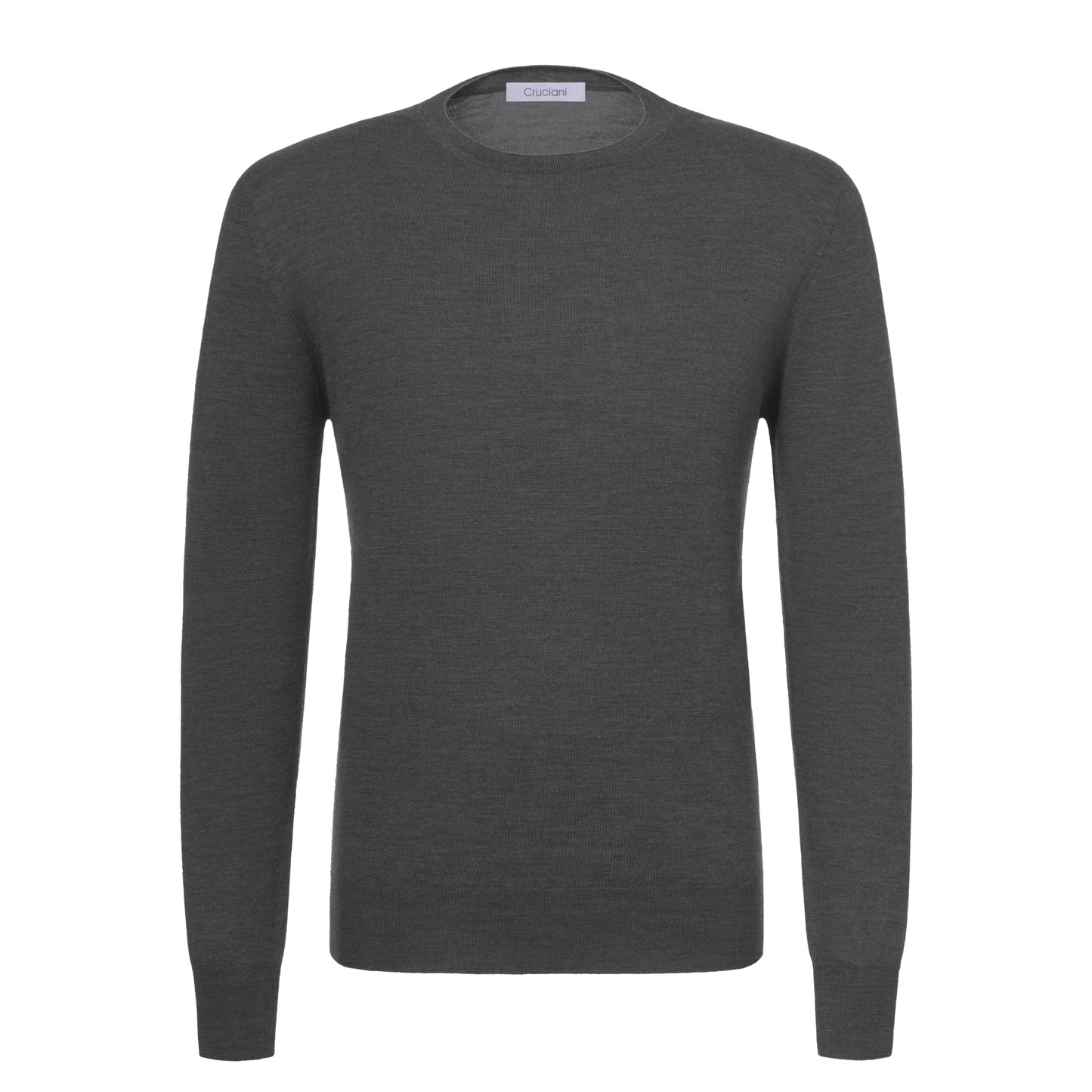 Wool Crew-Neck Sweater in Grey Melange