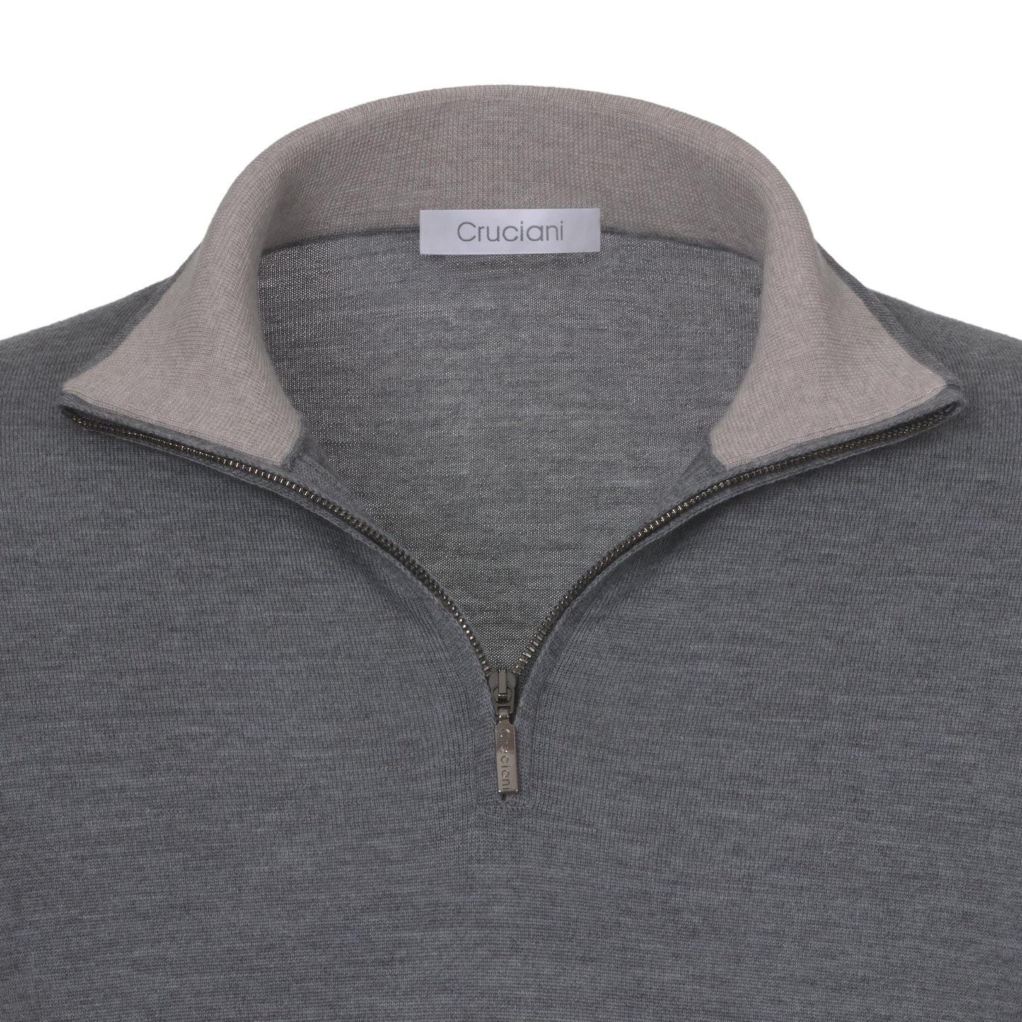 Wool Half-Zip Sweater in Steel Grey Melange