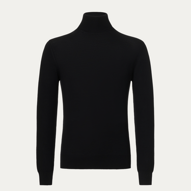 Jersey de cuello alto de lana de color negro