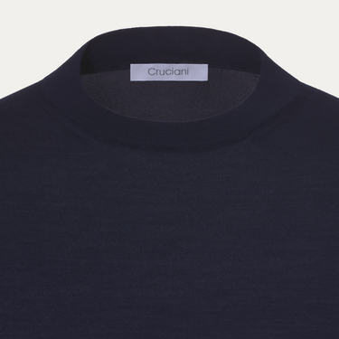 Jersey de cuello redondo de lana en color negro índigo