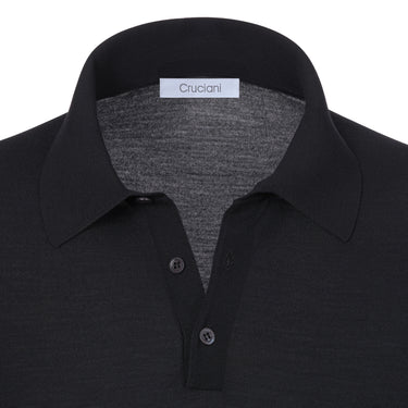 Wool Polo Shirt in Black