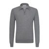Wool Sweater Polo Shirt in Medium Grey Melange