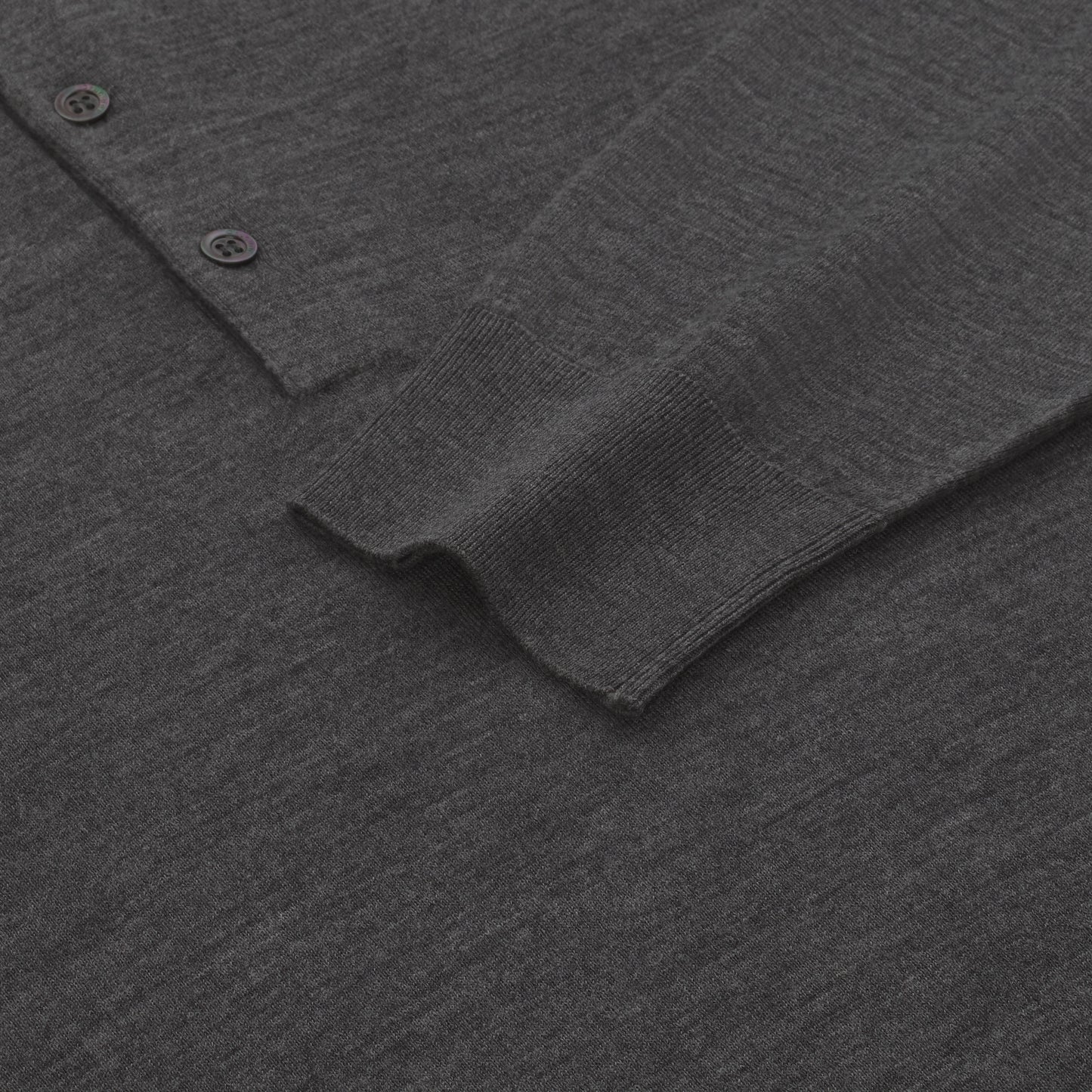 Wool Sweater Polo Shirt in Grey Melange