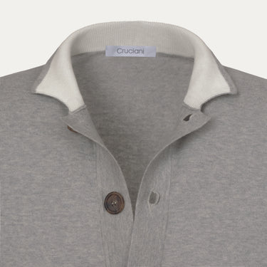 Cotton Polo Gilet in Grey Melange
