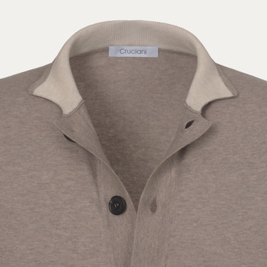 Cotton Polo Gilet in Light Taupe Melange