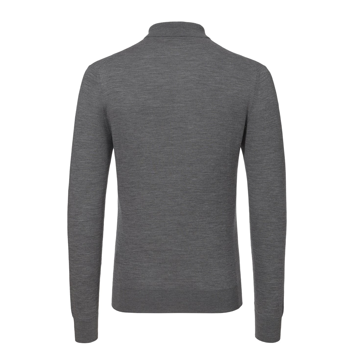 Wool Sweater Polo Shirt in Medium Grey Melange