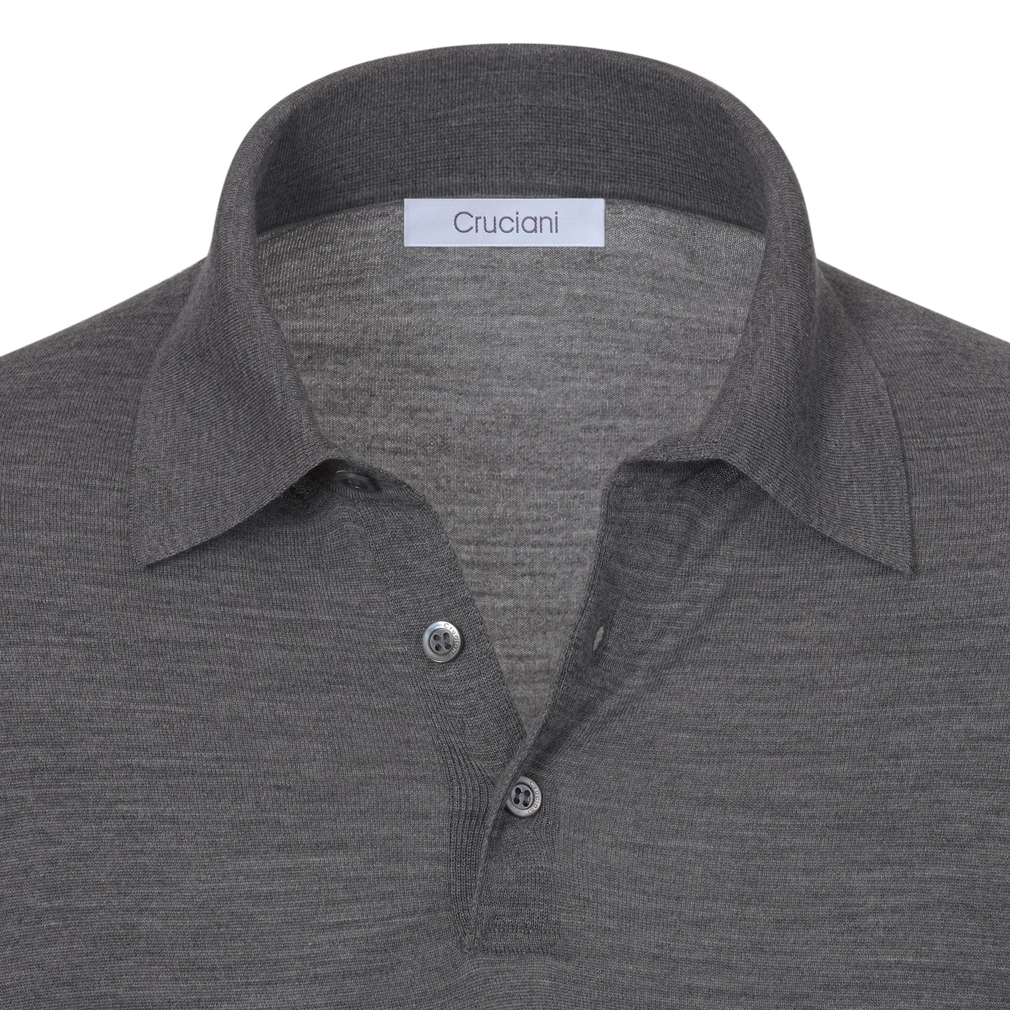 Wool Sweater Polo Shirt in Medium Grey Melange