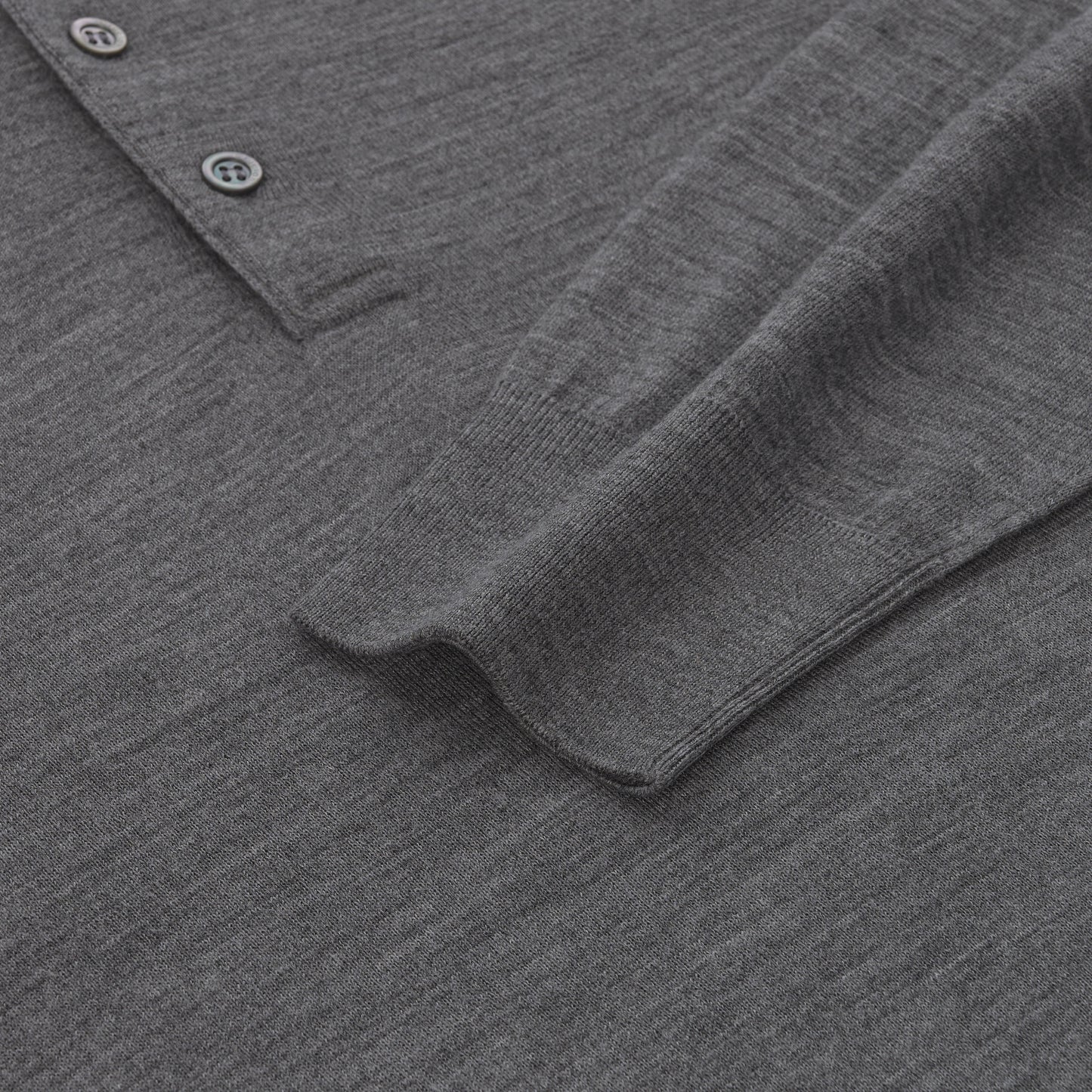 Wool Sweater Polo Shirt in Medium Grey Melange