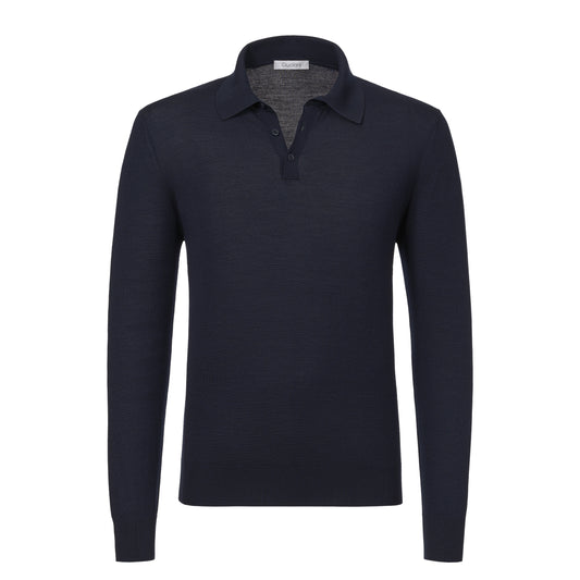 Wool Sweater Polo Shirt in Blue