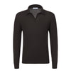 Wool Sweater Polo Shirt in Dark Brown