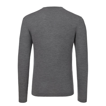 Wool Crew-Neck Sweater in Medium Grey Melange