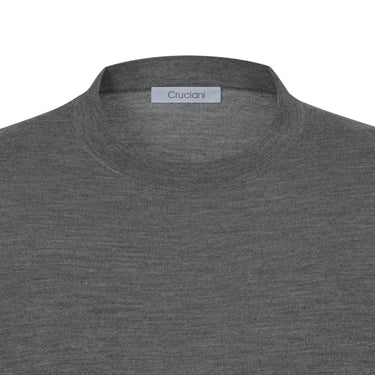 Wool Crew-Neck Sweater in Medium Grey Melange