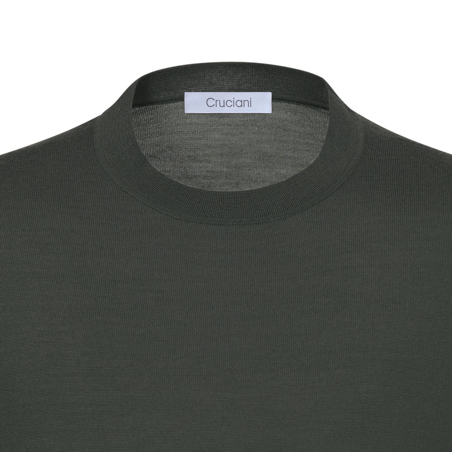 Wool Crew-Neck Sweater in Dark Olive Green