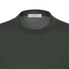 Wool Crew-Neck Sweater in Dark Olive Green