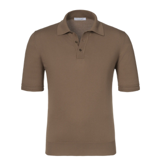 Cruciani Cotton Polo Shirt in Brown with short sleeves and ribbed hem, ideal for SS25 menswear collections at SARTALE.