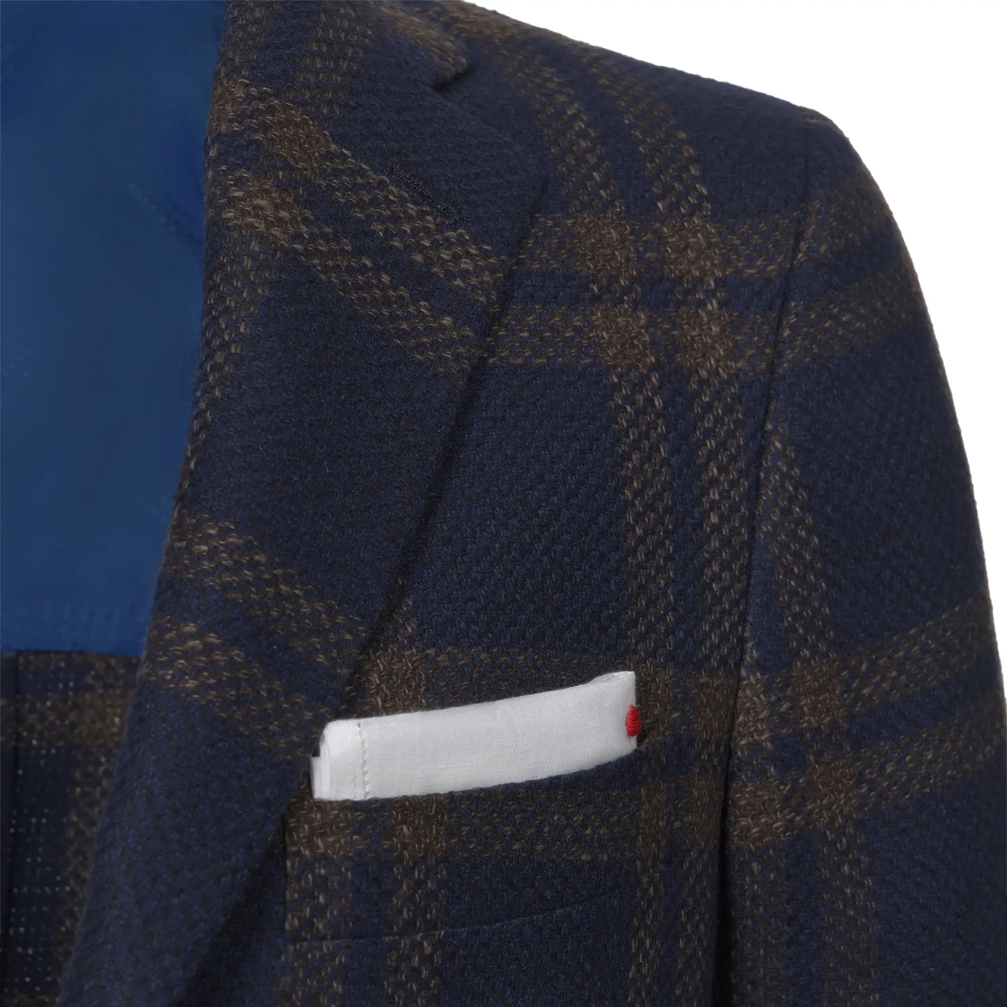 Glencheck Cashmere-Blend Jacket in Royal Blue and Brown