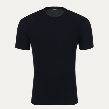 Crew-Neck Linen T-Shirt in Dark Blue