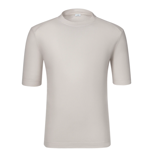 Malo Cotton Jersey T-Shirt in Light Beige with short sleeves and crew neck, ideal for SS25 minimalist summer fashion.