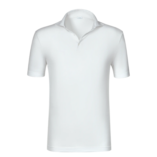 Malo Cotton Jersey Polo Shirt in White with short sleeves and open collar, ideal for spring/summer SS25 fashion at SARTALE.