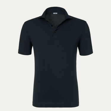 Malo Cotton Jersey Polo Shirt in Dark Blue with short sleeves and a classic collar, ideal for spring/summer SS25 fashion collections.