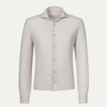 Malo Jersey Cotton Shirt in Beige with long sleeves and button-up front, ideal for spring/summer SS25 collections at SARTALE.