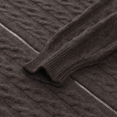Kiton Cashmere Zip-Up Cardigan in Hazelnut - SARTALE