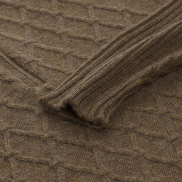 Kiton Cashmere High-Neck Sweater with Half-Zip in Olive Green - SARTALE