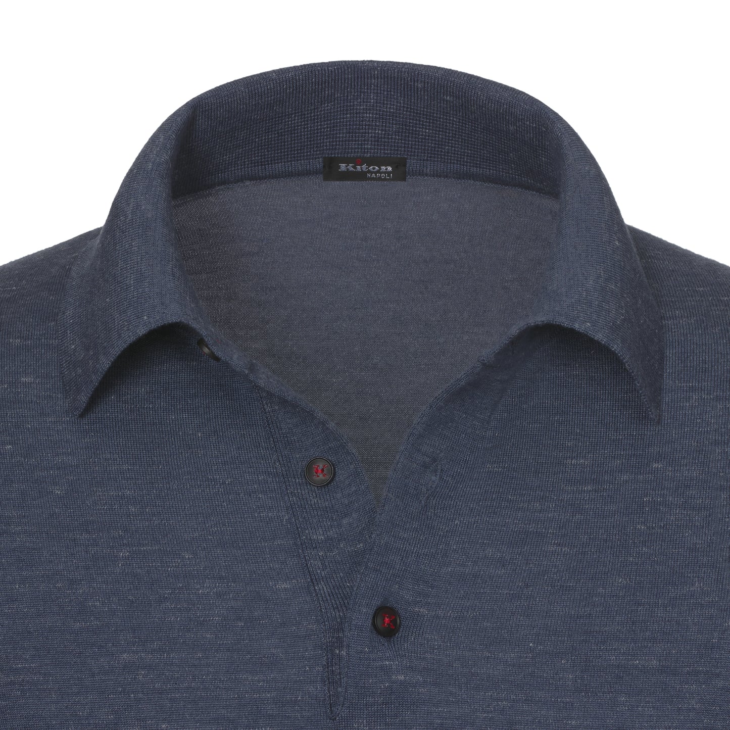 Cashmere-Blend Long Sleeve Polo Shirt in Bronze Blue