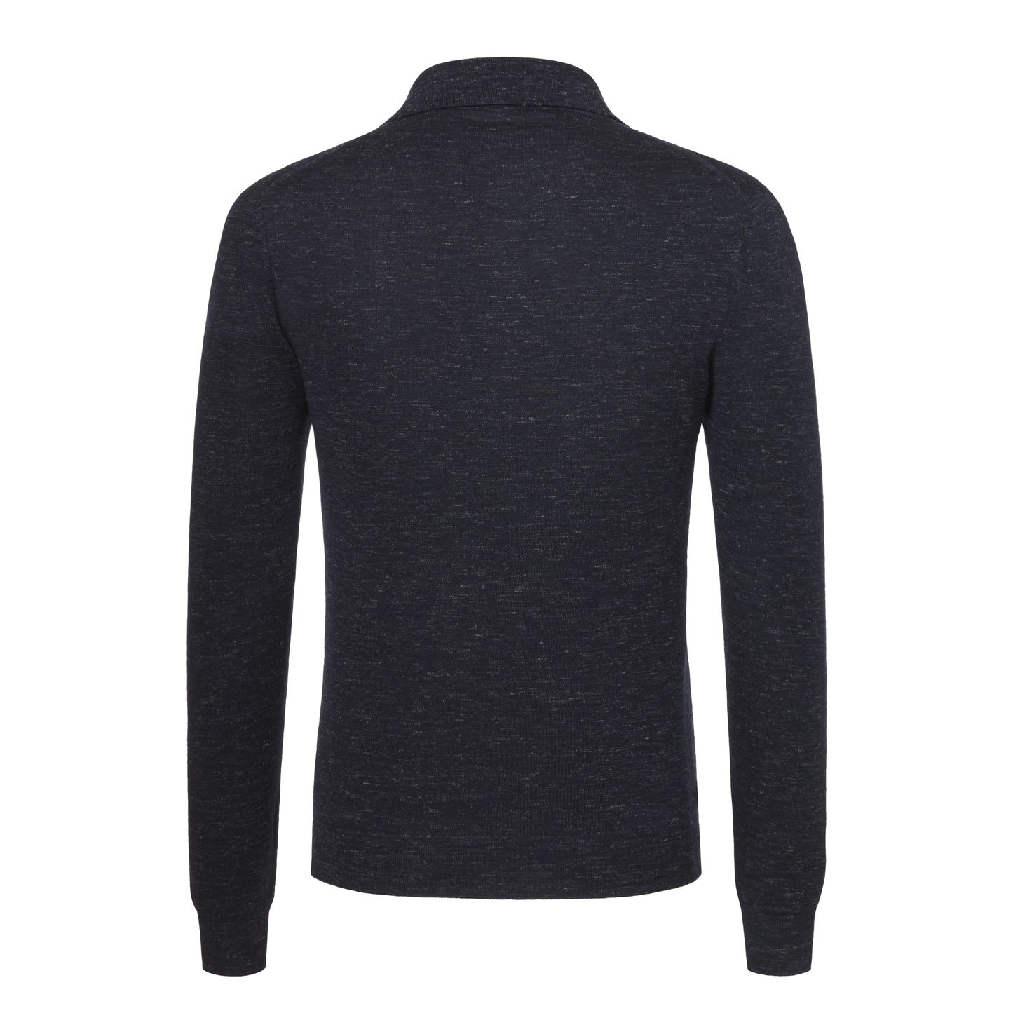 Cashmere-Blend Long Sleeve Polo Shirt in Diamond Blue