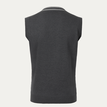 Kiton Jersey-Cotton V-Neck Gilet in Dark Grey - SARTALE