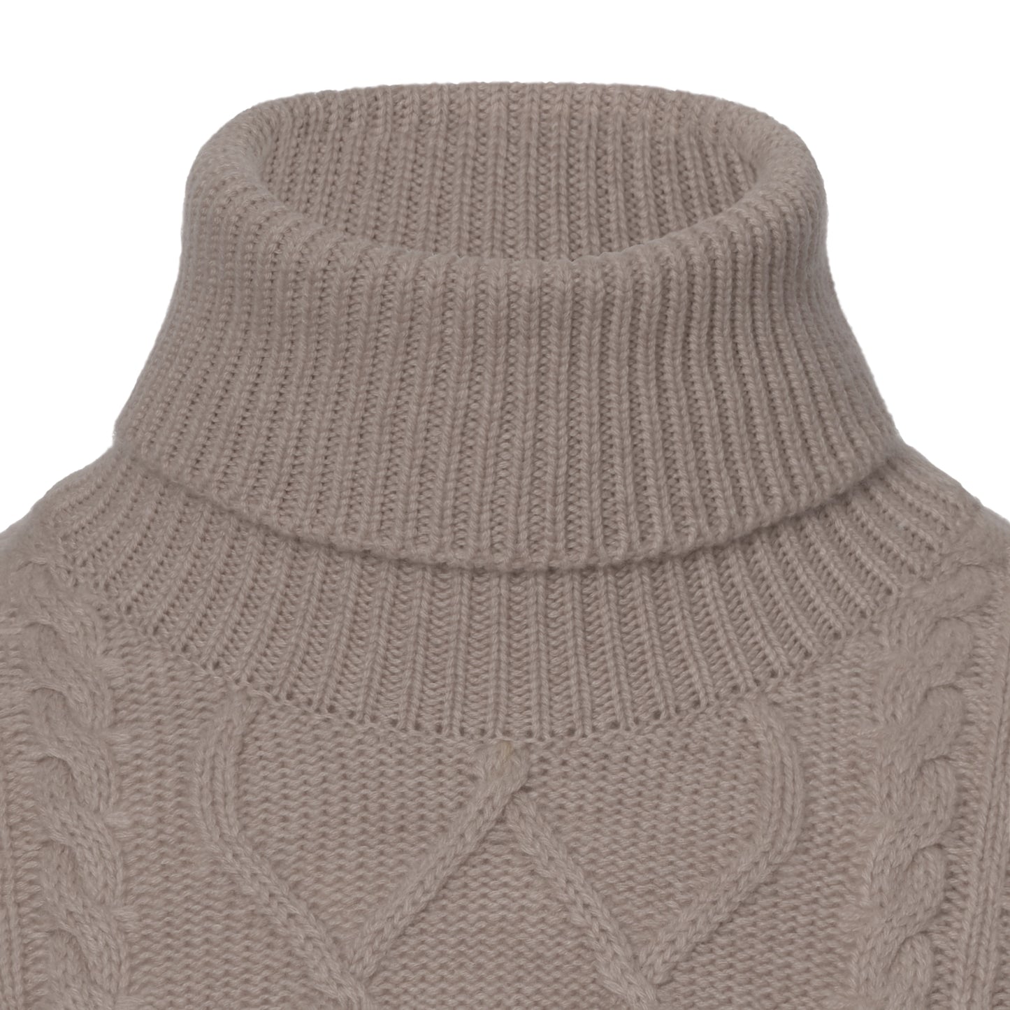 Ribbed Cashmere Turtleneck Sweater in Beige