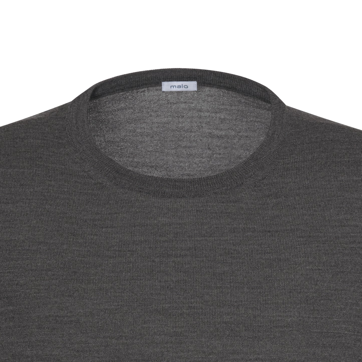 Crew-Neck Wool Pullover in Dark Grey Melange