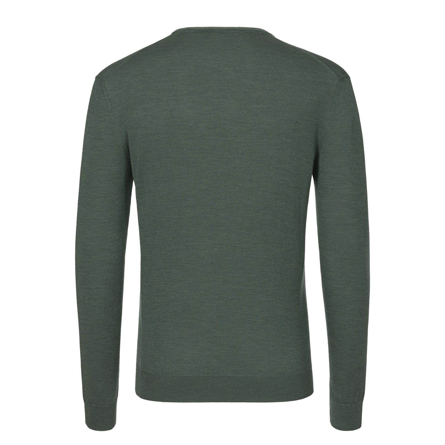 Crew-Neck Wool Pullover in Dark Green Melange