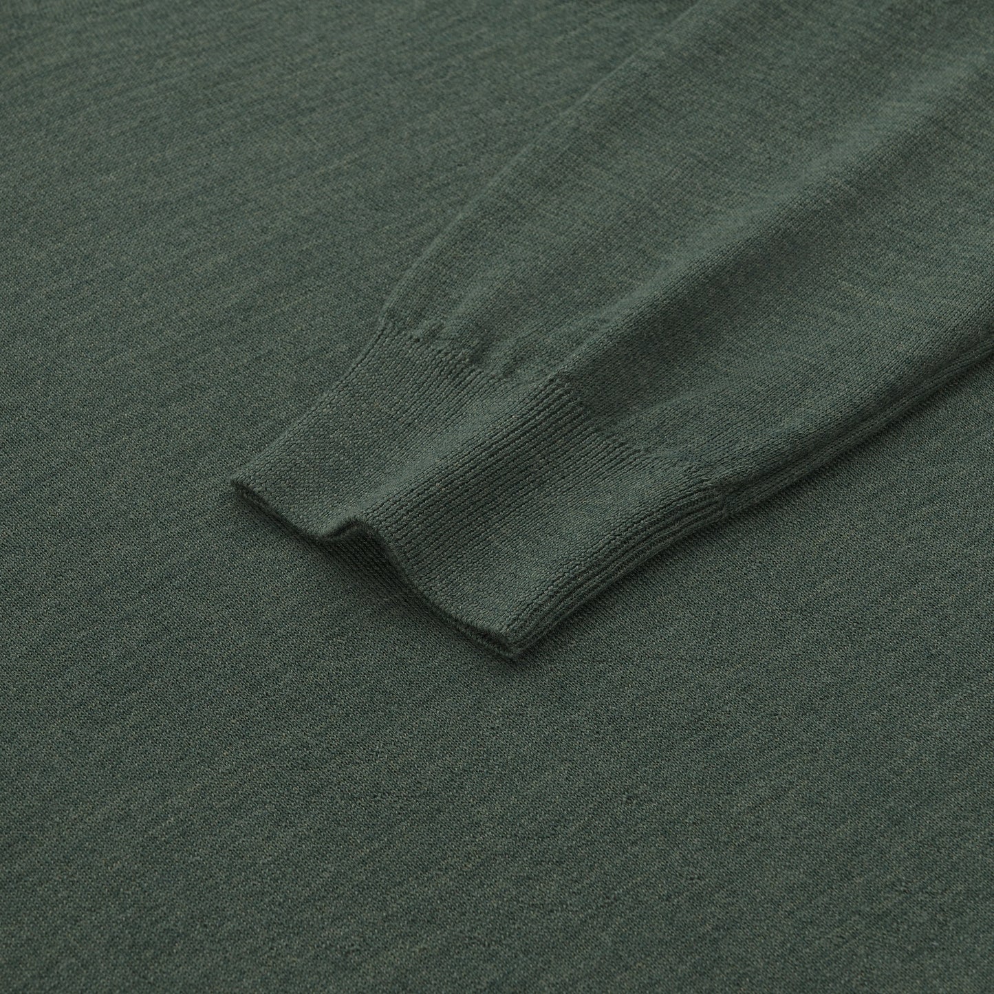 Crew-Neck Wool Pullover in Dark Green Melange